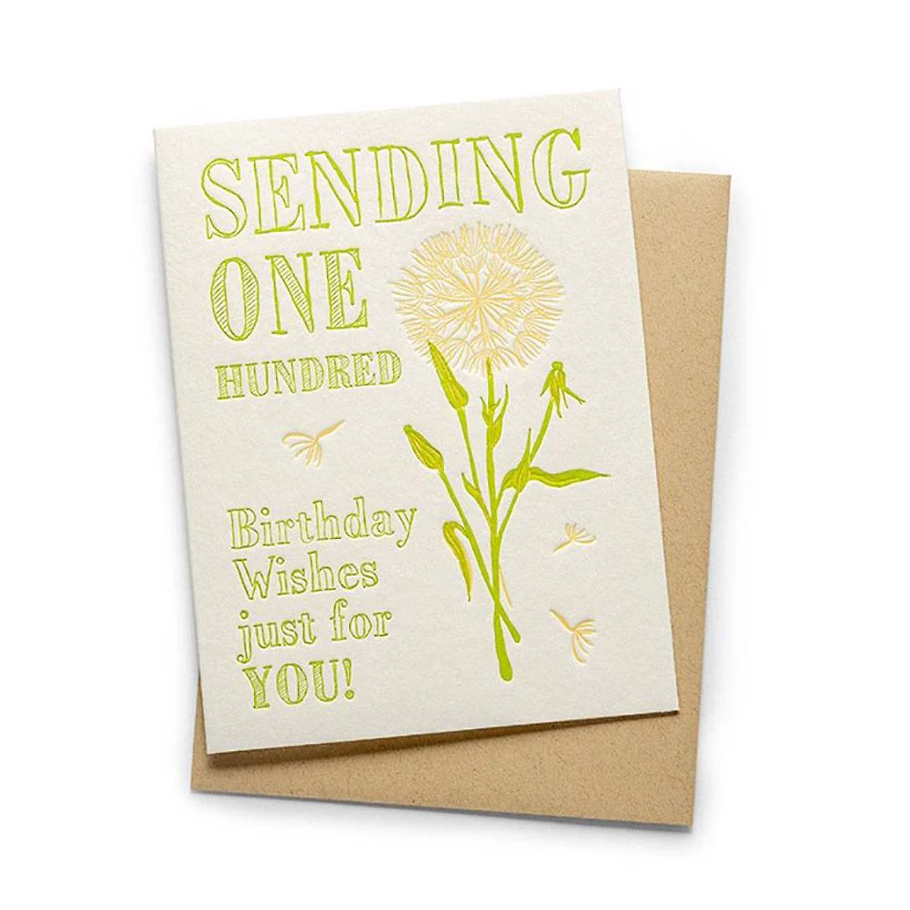 100 Wishes Dandelion Birthday Card
