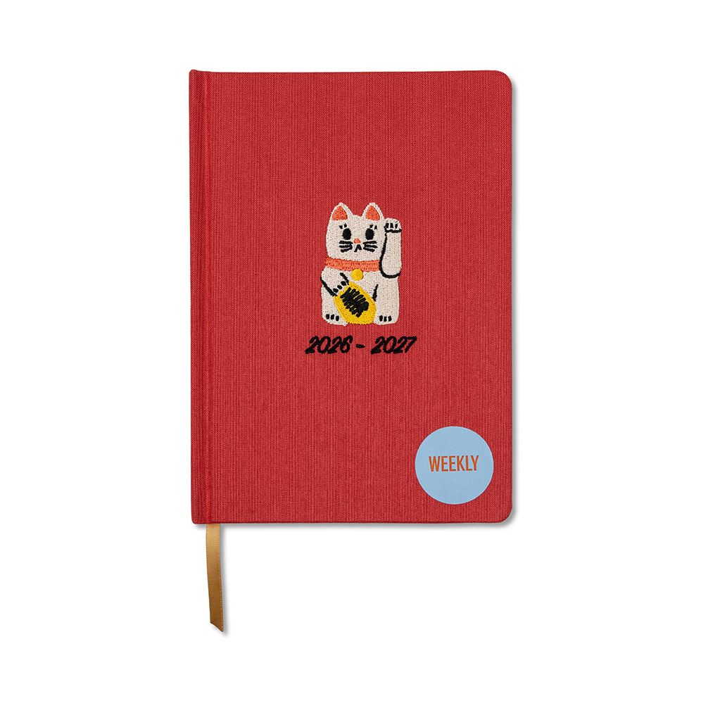 2026-2027 Embroidered Lucky Cat Weekly Desk Planner - Image 2