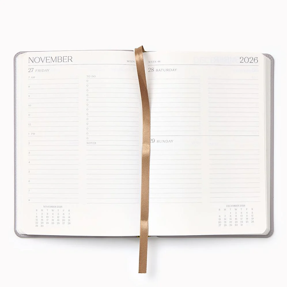 2026-2027 Leather 12-Month Daily Planner - Gray Lilac - Image 2