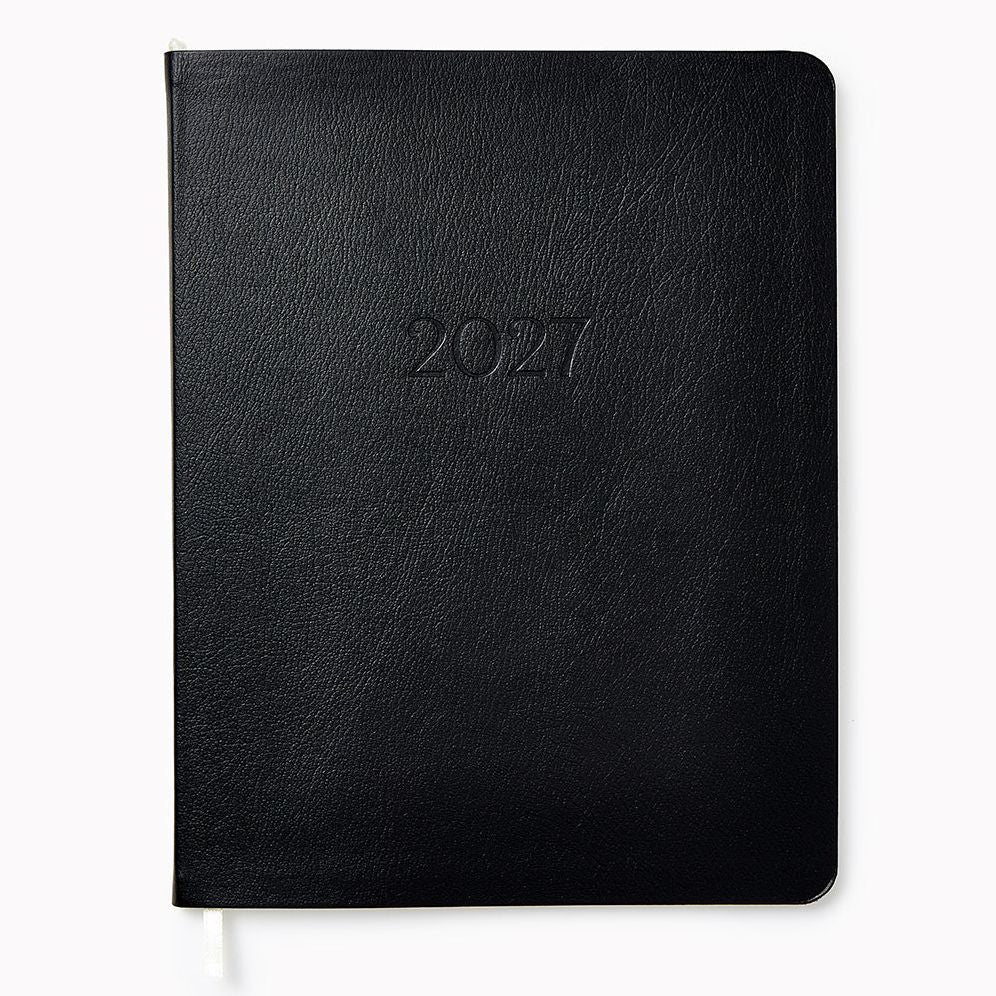 2026-2027 Leather 18-Month Monthly Desk Planner - Black