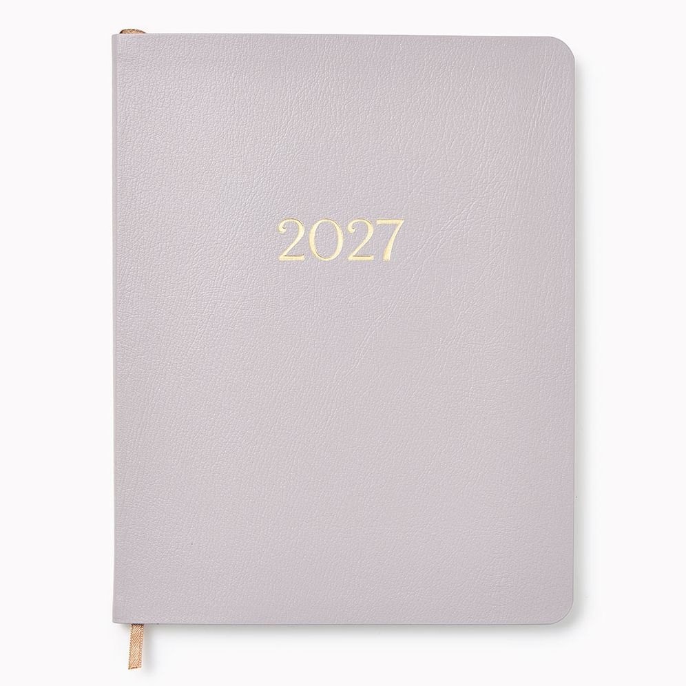 2026-2027 Leather 18-Month Monthly Desk Planner - Gray Lilac