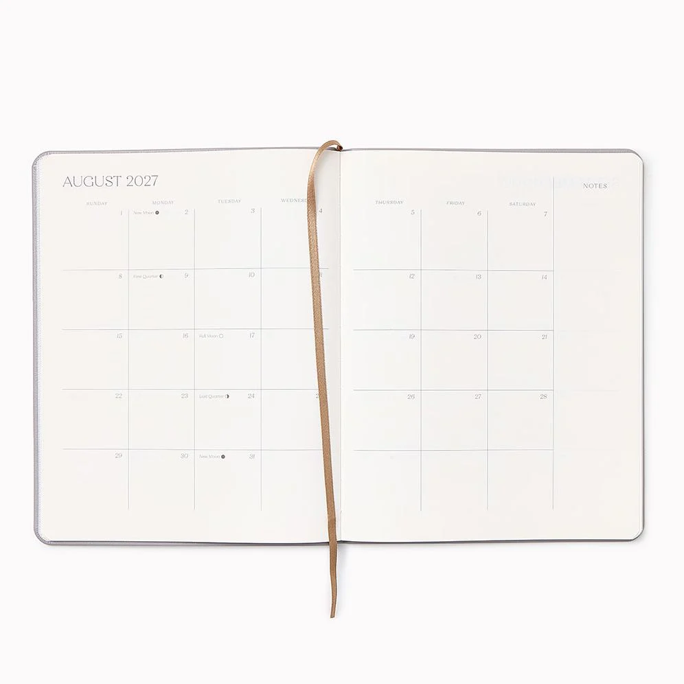 2026-2027 Leather 18-Month Monthly Desk Planner - Gray Lilac - Image 3