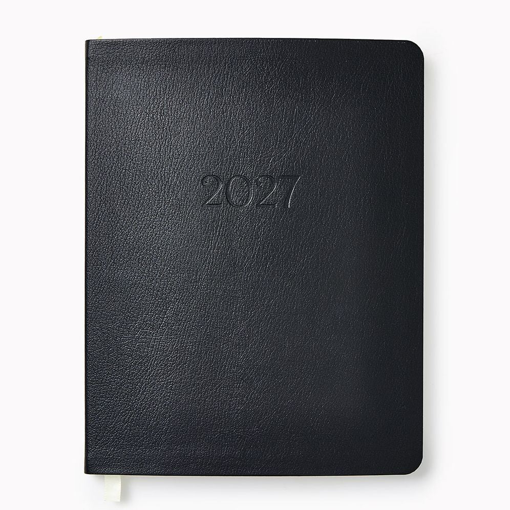 2026-2027 Leather 18-Month Weekly Desk Planner - Black
