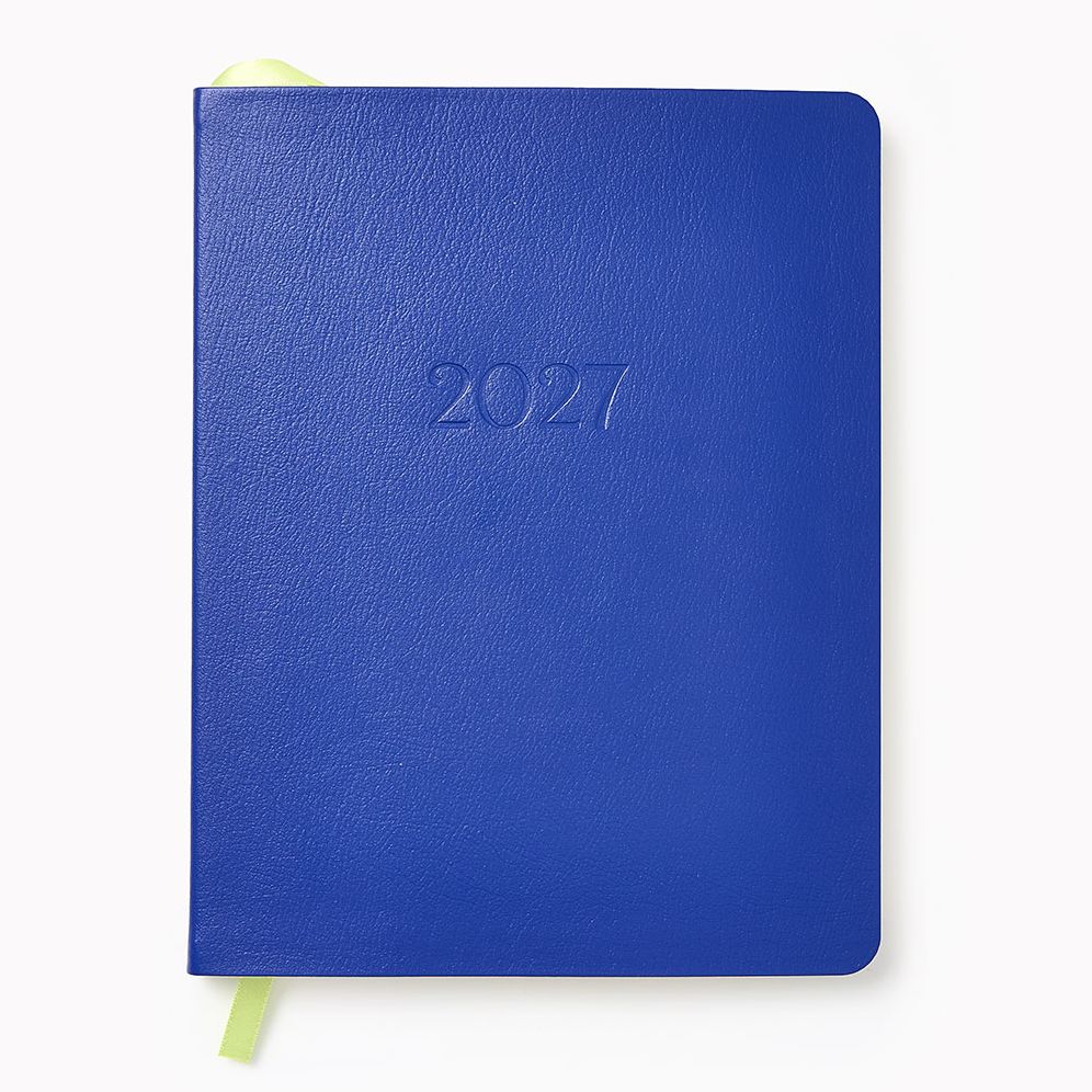 2026-2027 Leather 18-Month Weekly Desk Planner - Cobalt Blue