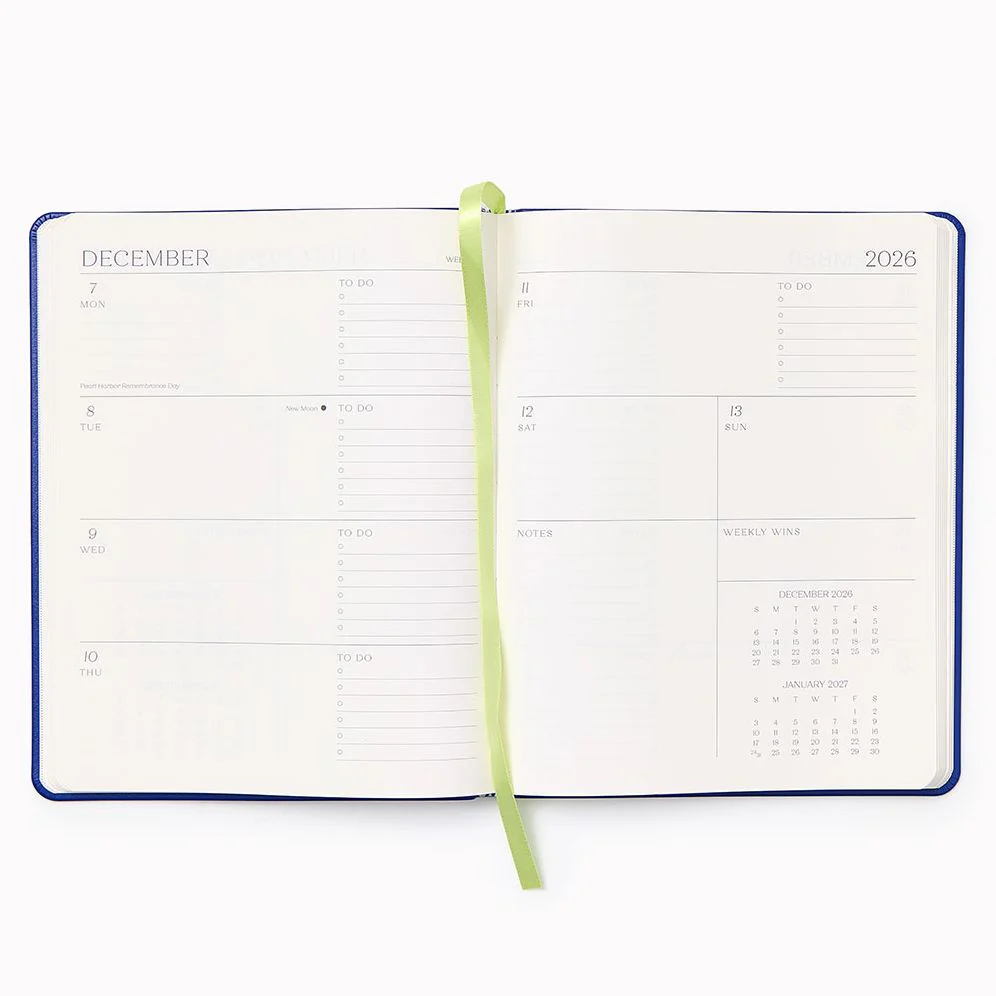 2026-2027 Leather 18-Month Weekly Desk Planner - Cobalt Blue - Image 2
