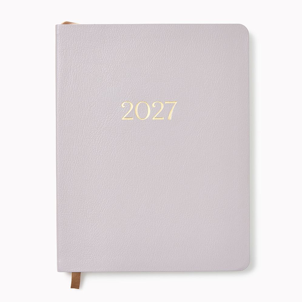 2026-2027 Leather 18-Month Weekly Desk Planner - Gray Lilac