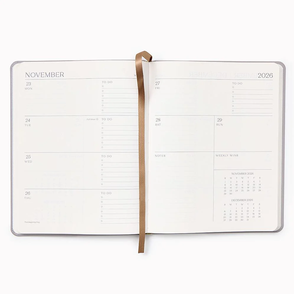 2026-2027 Leather 18-Month Weekly Desk Planner - Gray Lilac - Image 2