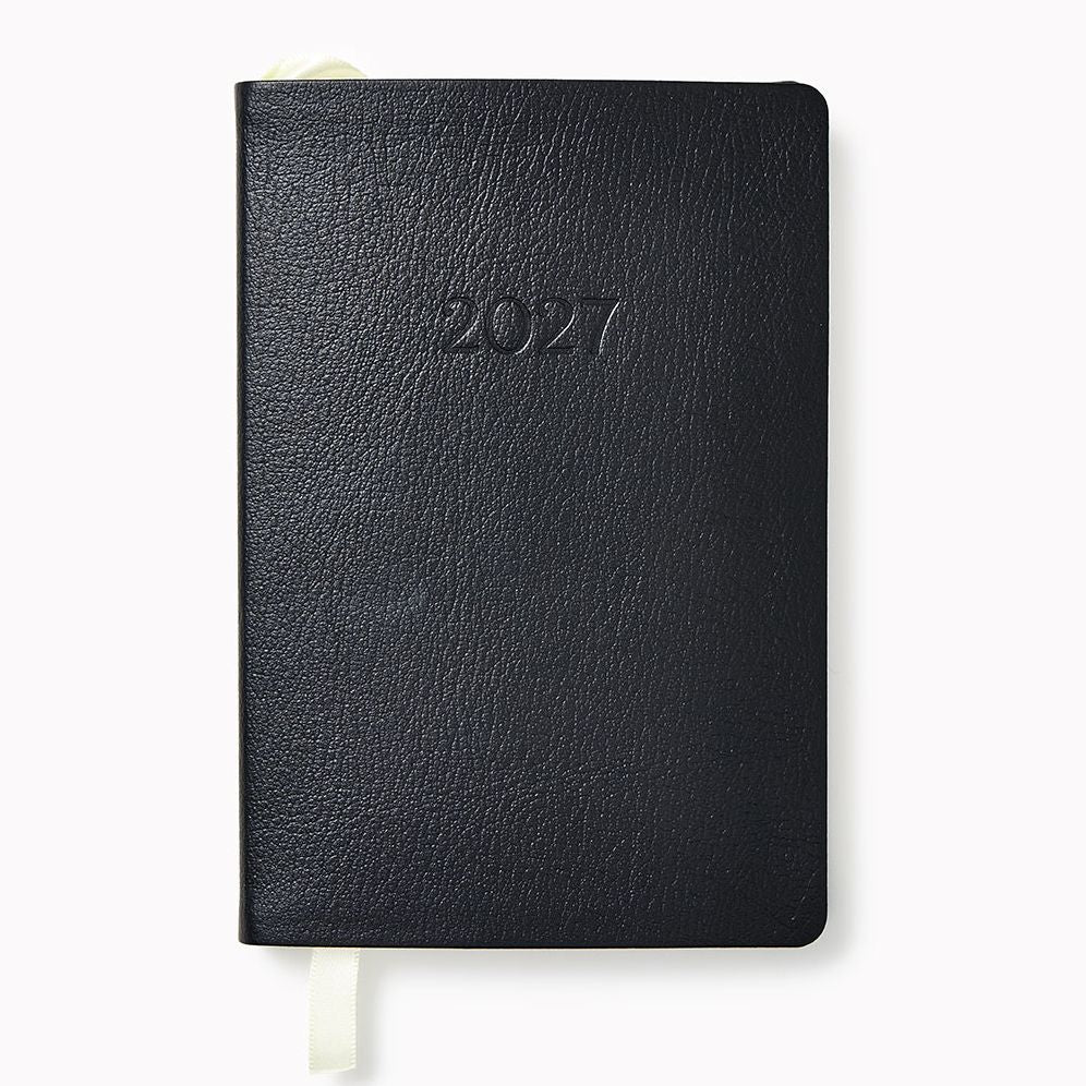 2026-2027 Leather 18-Month Weekly Pocket Planner - Black