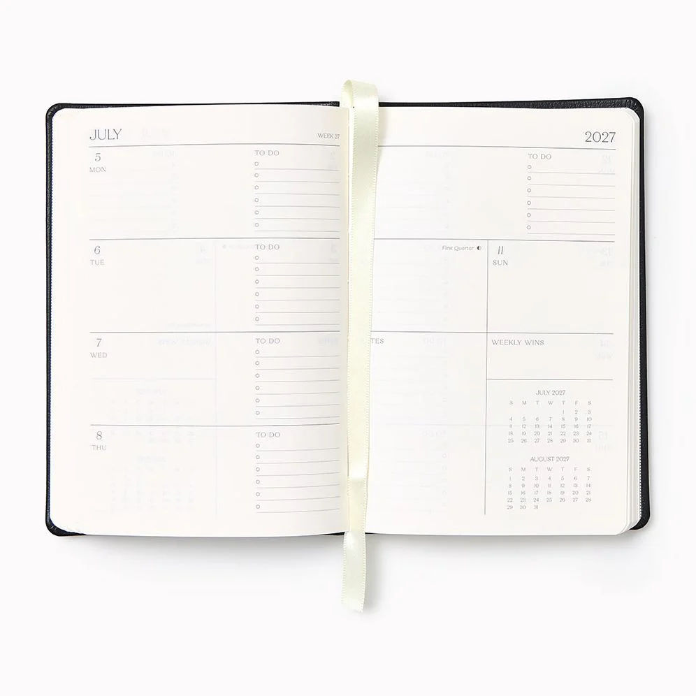 2026-2027 Leather 18-Month Weekly Pocket Planner - Black - Image 3
