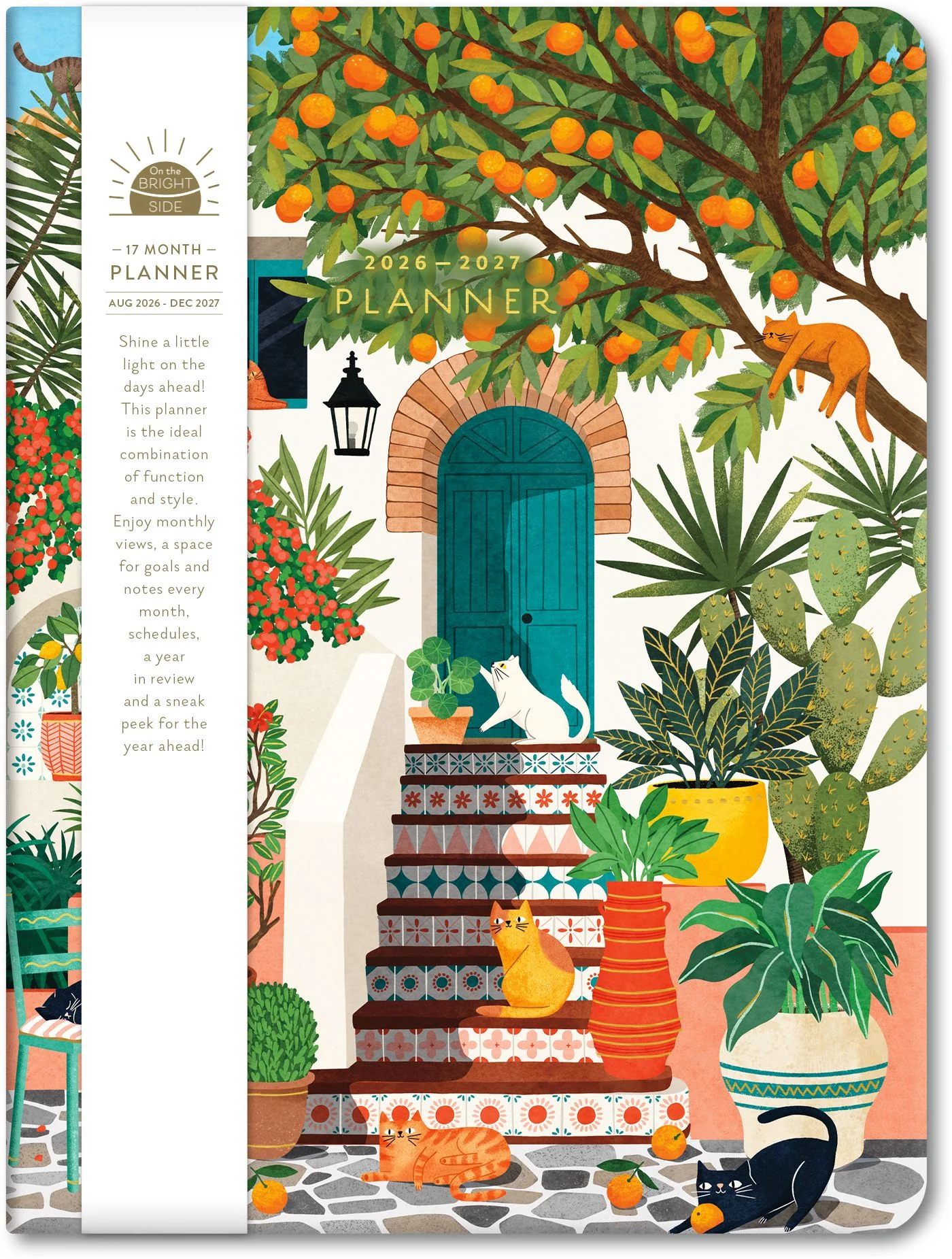 2026-2027 On the Bright Side Mediterranean Cats 17 Month Softcover Monthly Planner