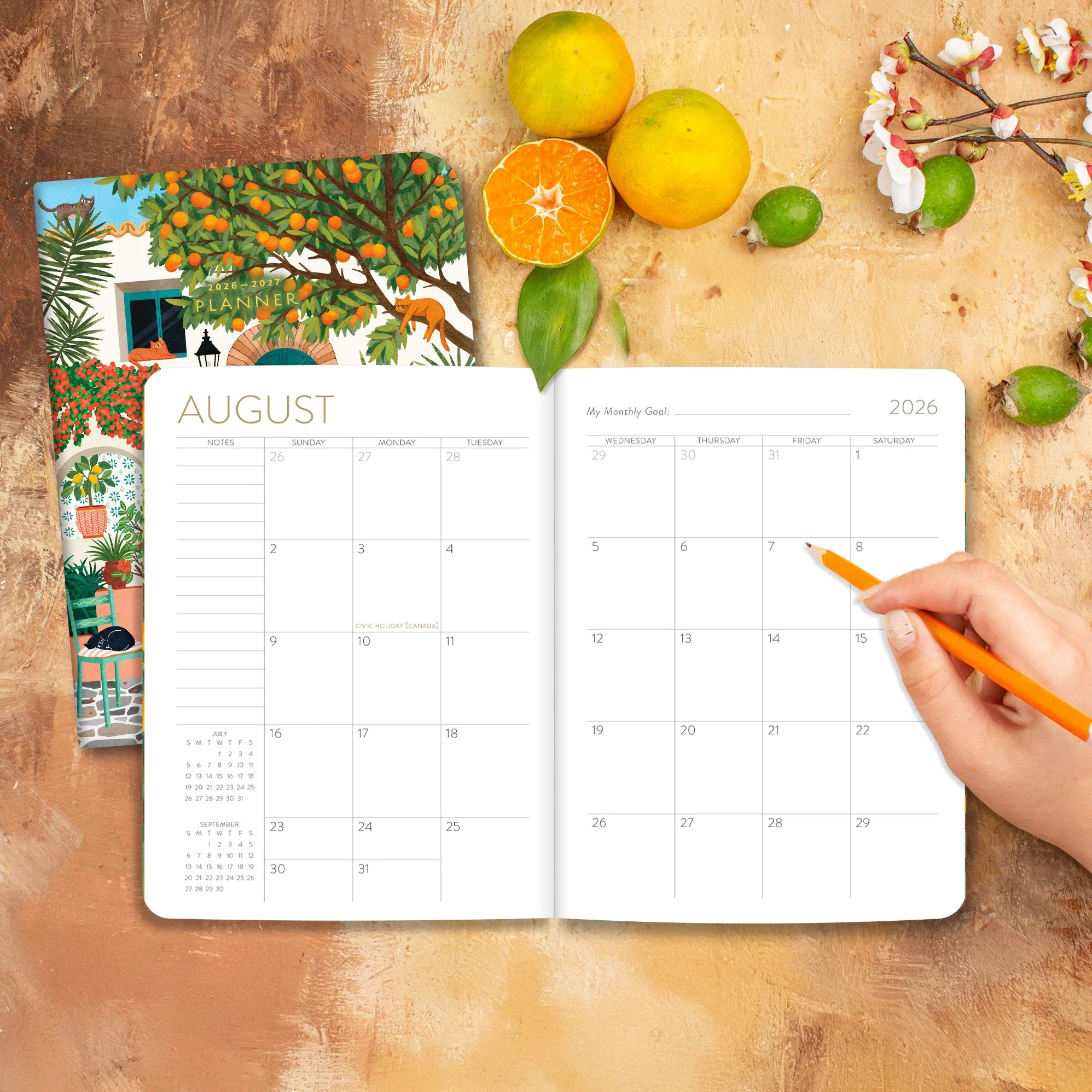 2026-2027 On the Bright Side Mediterranean Cats 17 Month Softcover Monthly Planner - Image 7