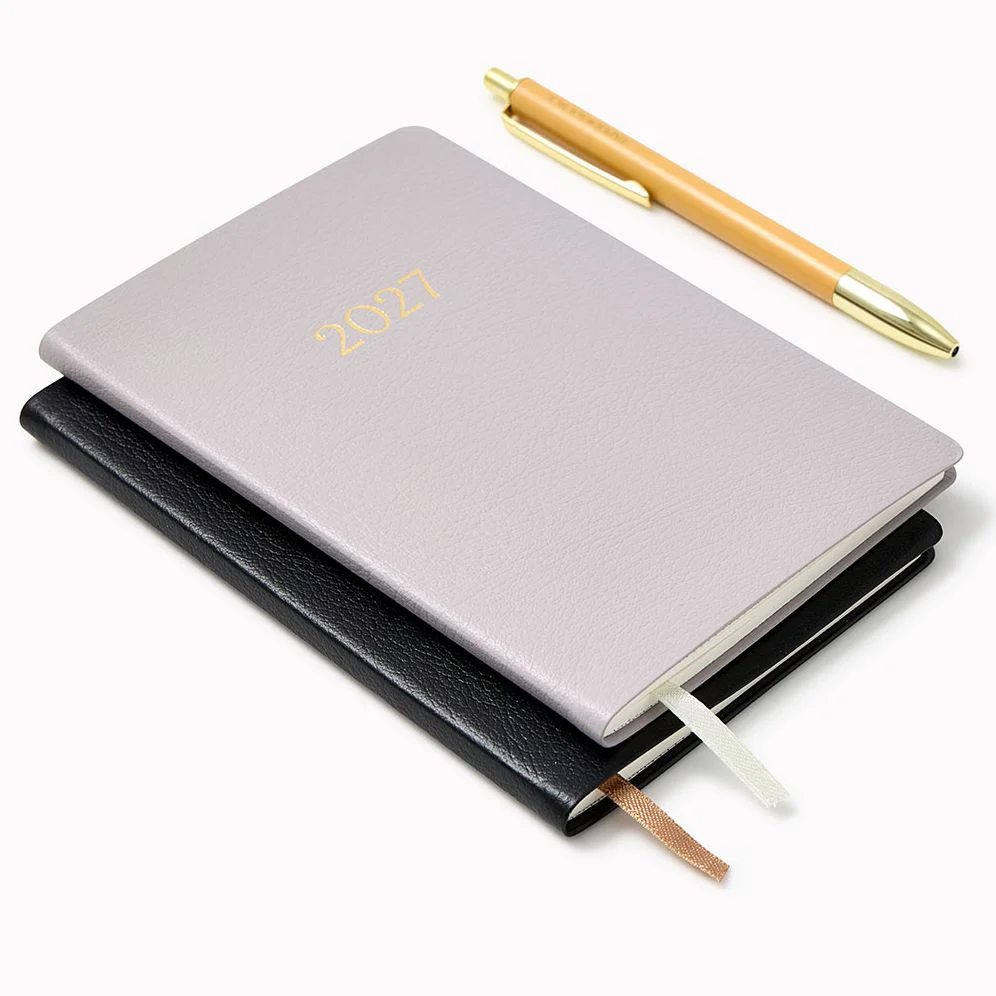 2026-2027 Paper Source Gray Lilac Leather 18-Month Monthly Pocket Planner - Image 2
