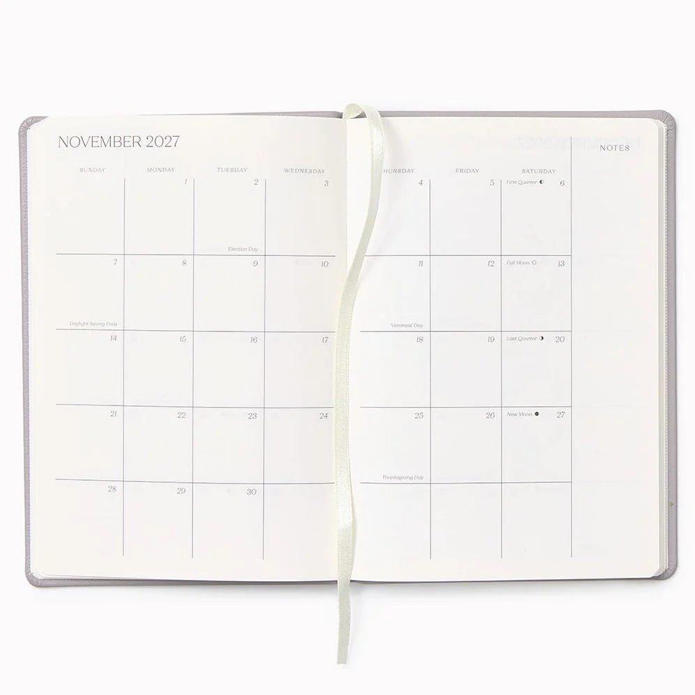 2026-2027 Paper Source Gray Lilac Leather 18-Month Monthly Pocket Planner - Image 3