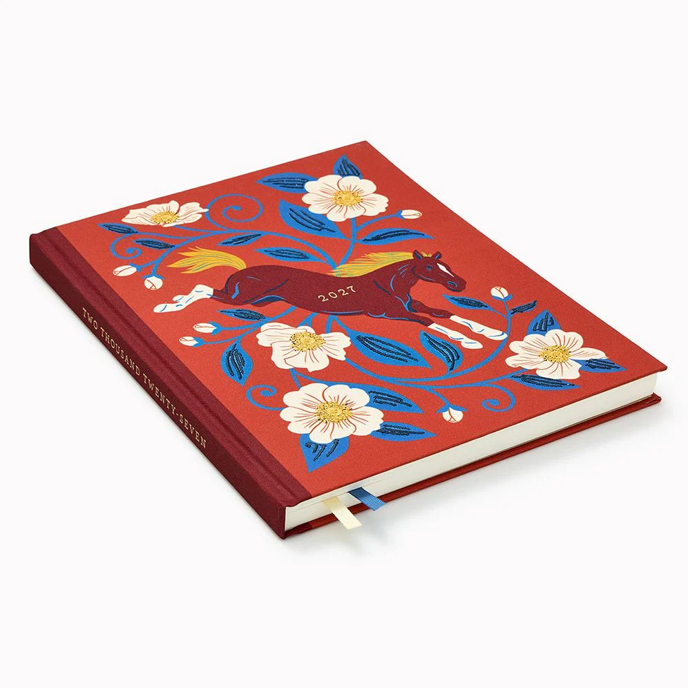 2026-2027 Paper Source Wild Roses Horse Weekly Desk Planner - Image 2