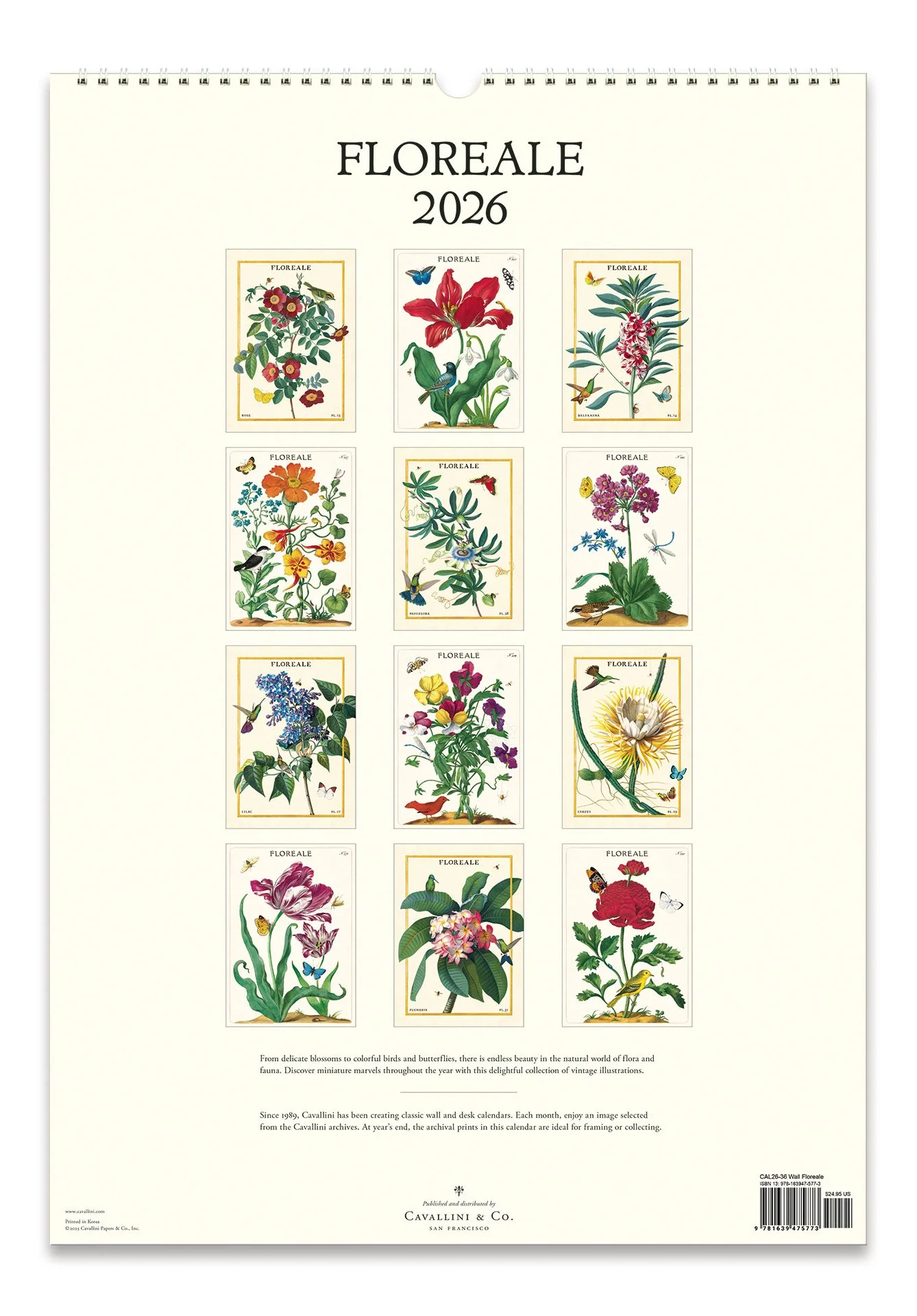 2026 Cavallini Floreale Wall Calendar - Image 3