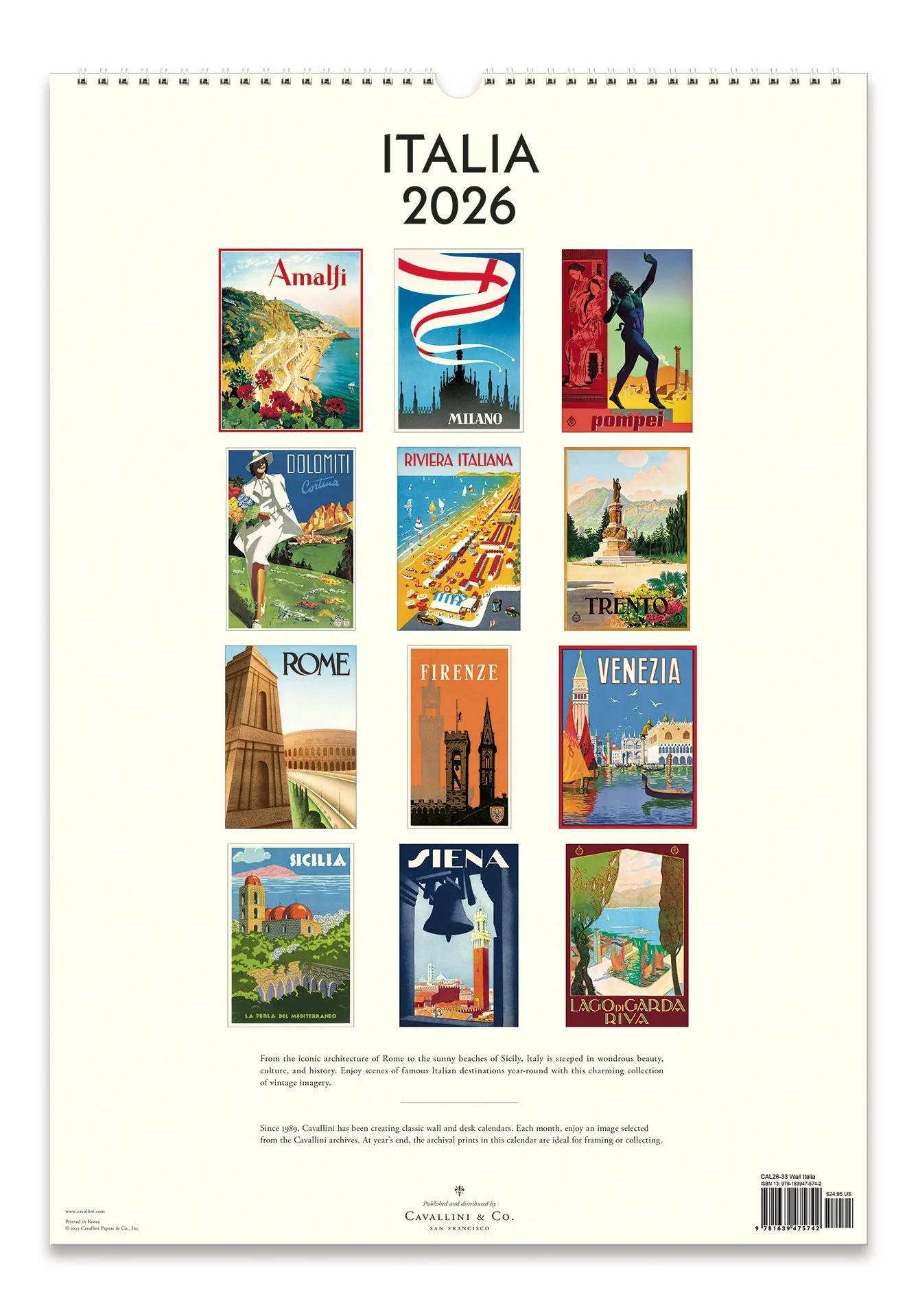 2026 Cavallini Italia Wall Calendar - Image 3