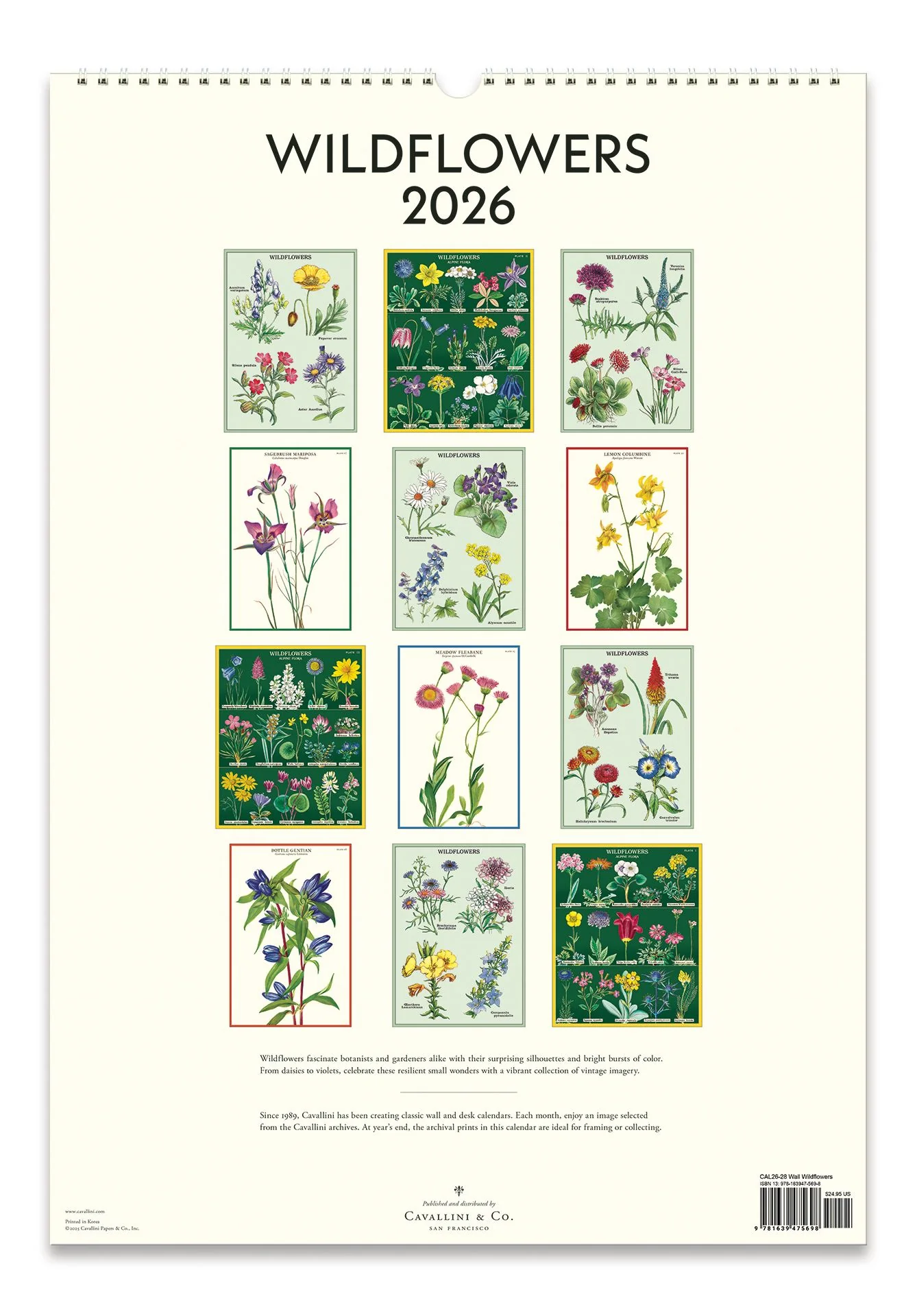 2026 Cavallini Wildflowers Wall Calendar - Image 3