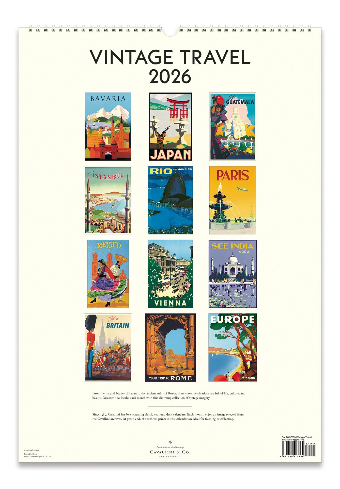 2026 Vintage Travel Wall Calendar - Image 3