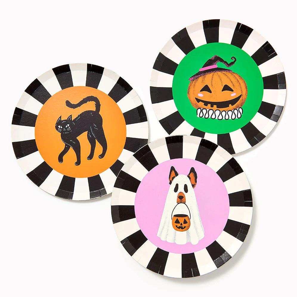 Assorted Halloween Cat and Pumpkin Plates - Image 2