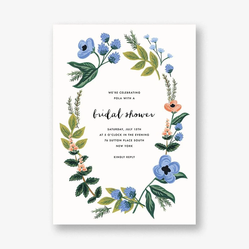 August Herbarium Bridal Shower Invitation