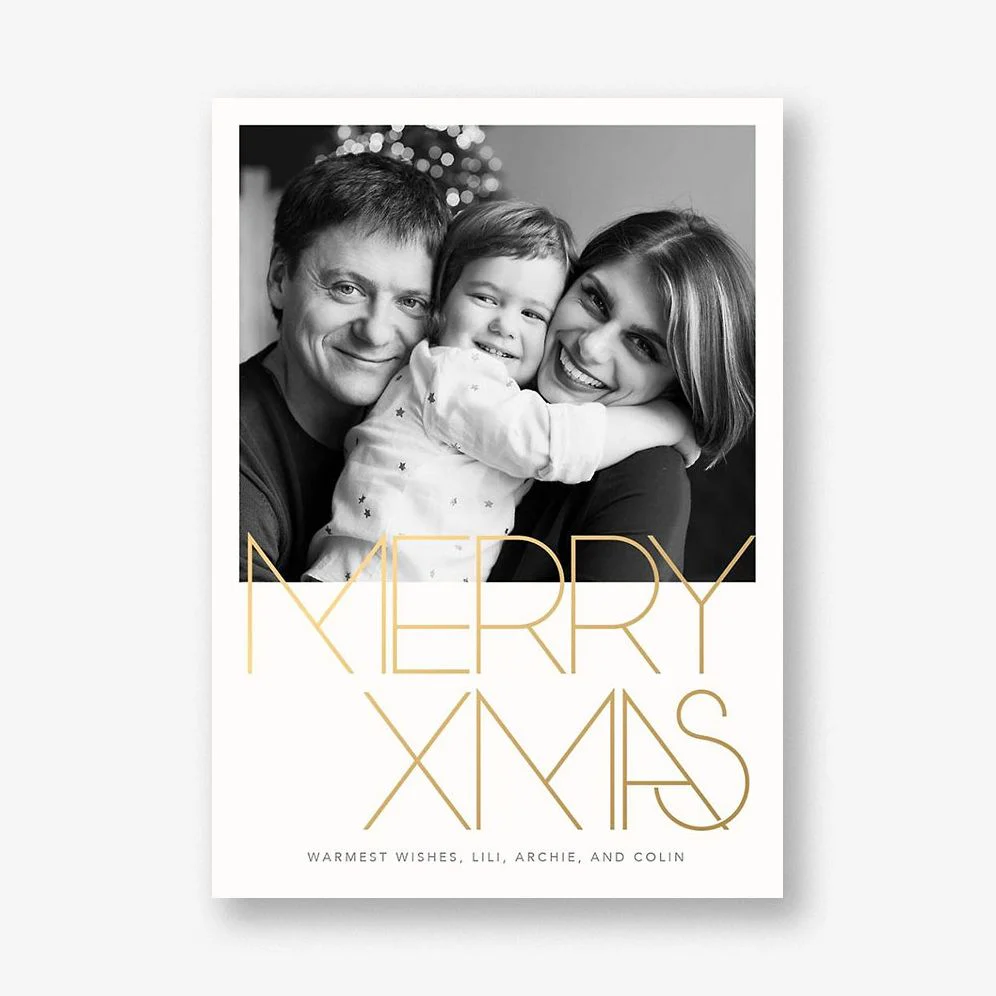 Avant-Garde Foil Christmas Photo Card