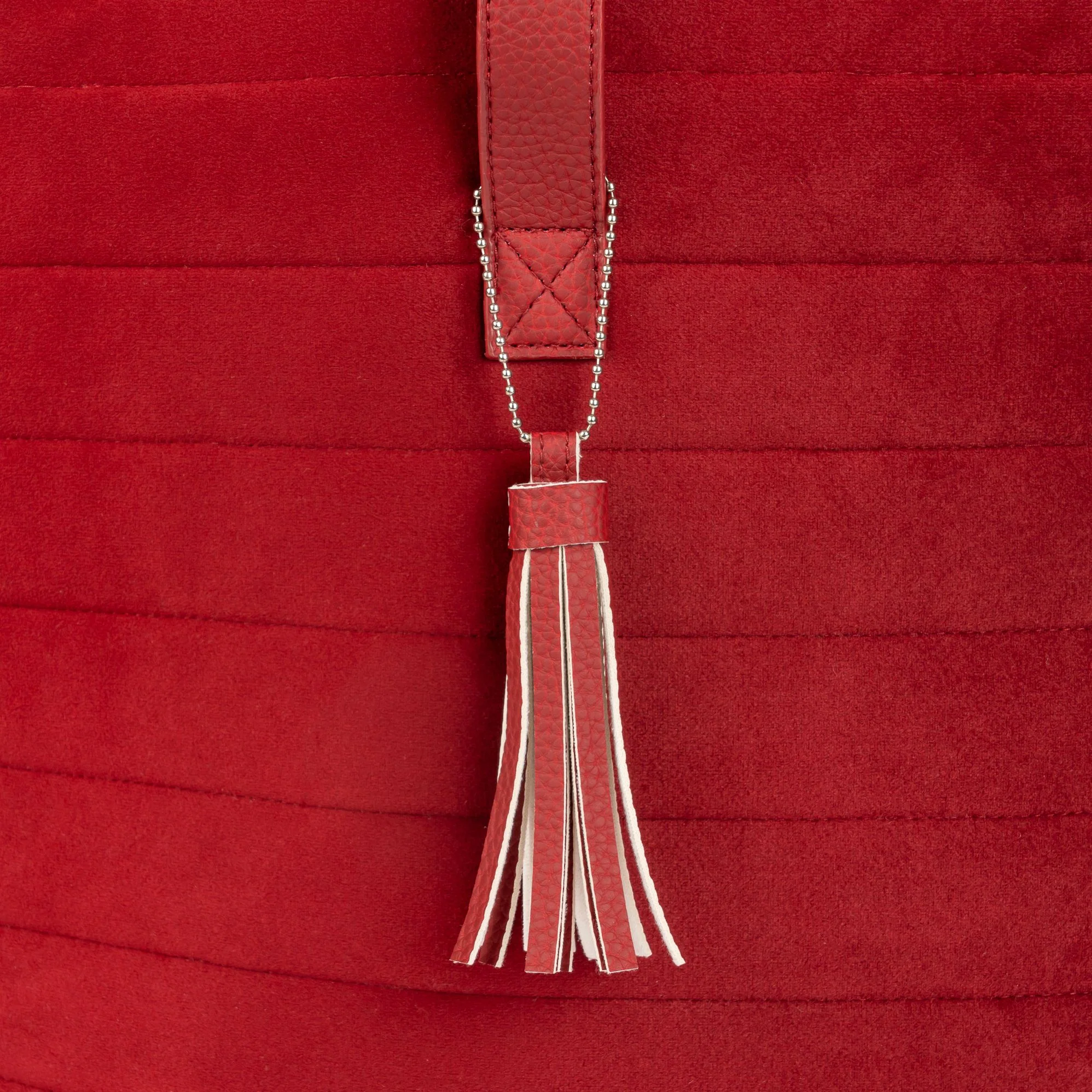 B&N Exclusive Red Quilted Velvet Tote - Image 4