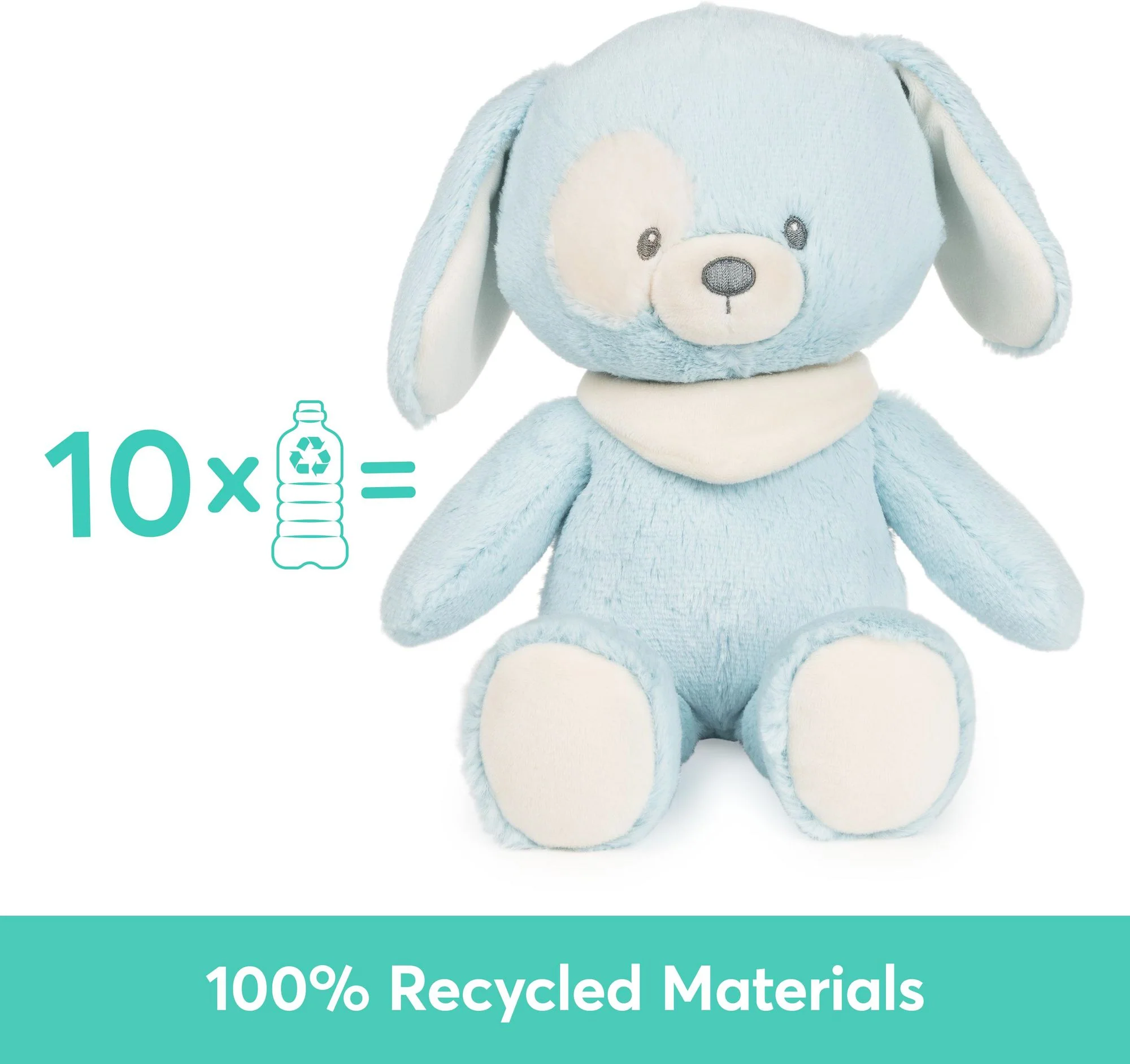 Baby GUND Sustainable Puppy Plush Stuffed Animal Made from Recycled Materials For Babies and Newborns Blue/Cream, 13" - Image 2