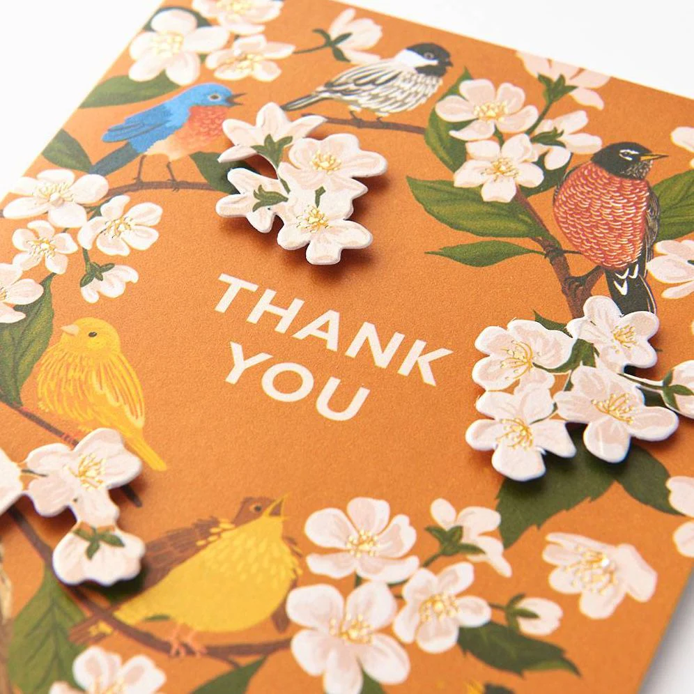 Birds & Blossoms Embellished Thank You Card - Image 2