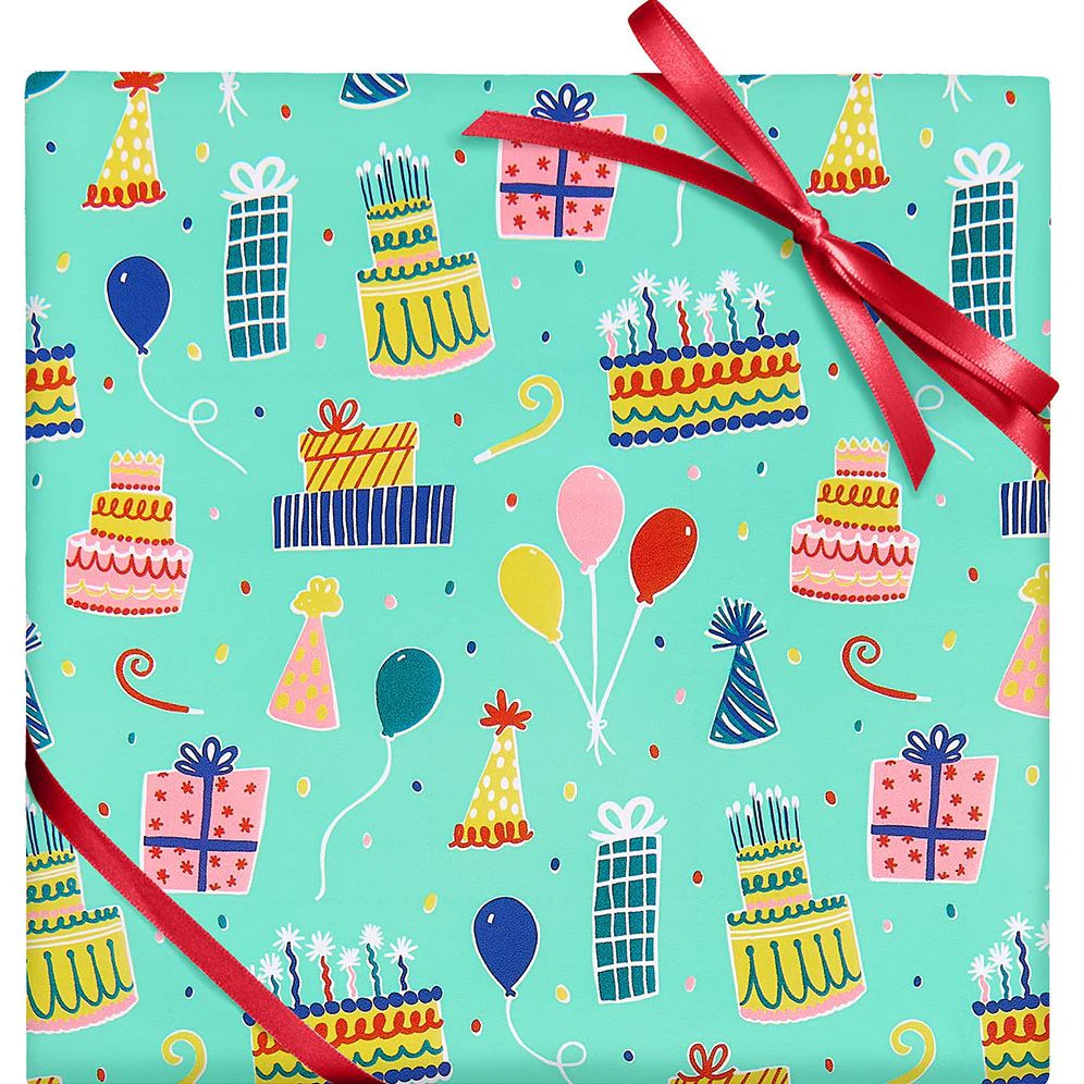 Birthday Icons Continuous Roll Wrap