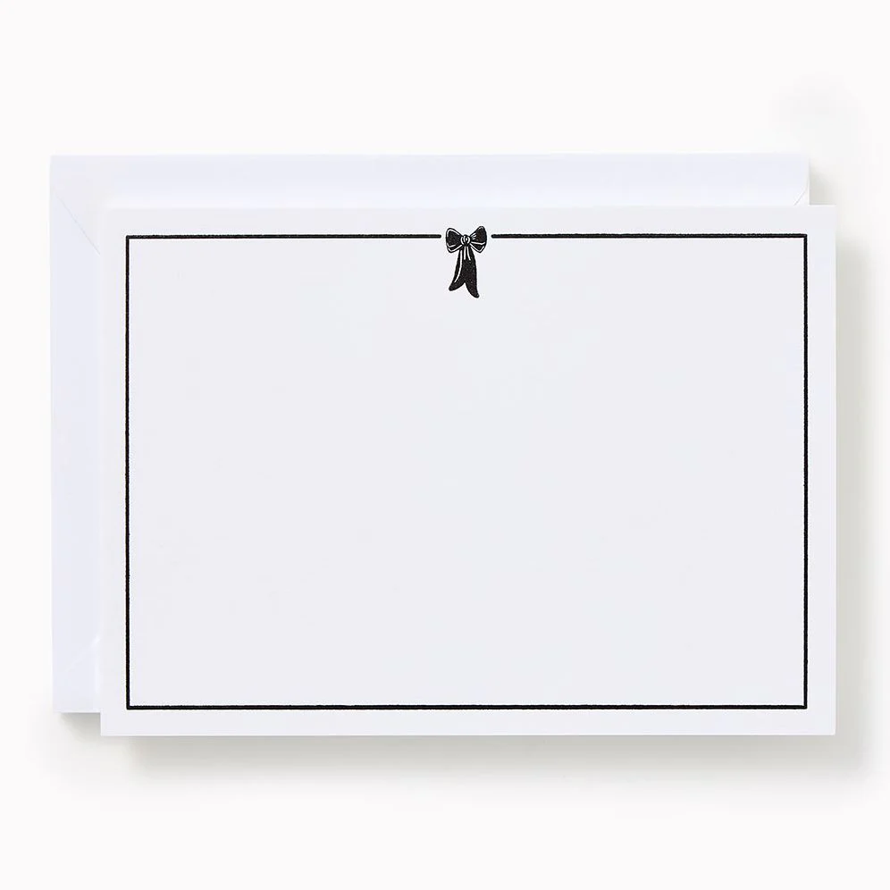 Black and White Letterpress Bow Stationery Set