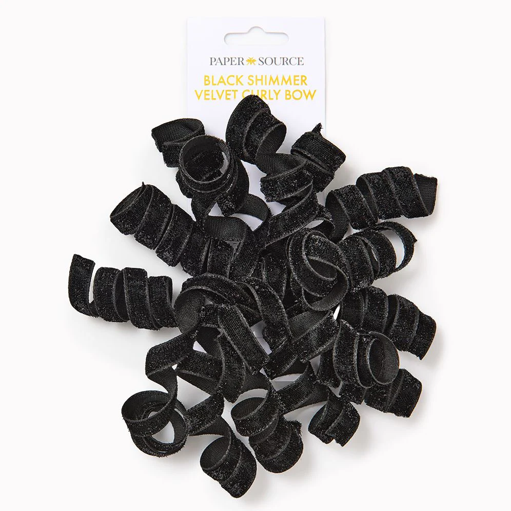 Black Shimmer Velvet Curly Bow