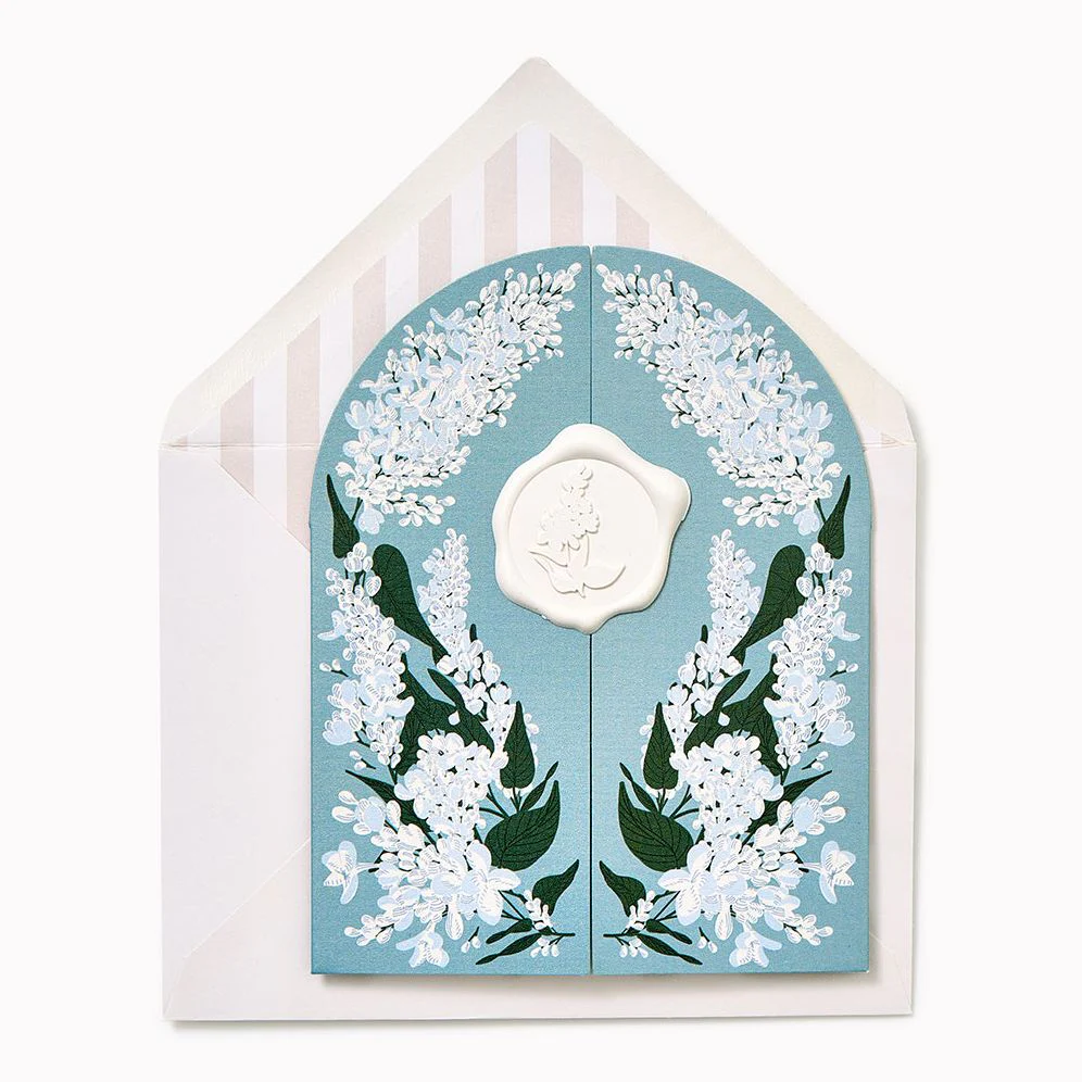 Blue Floral Gateway Embellished Wedding Card