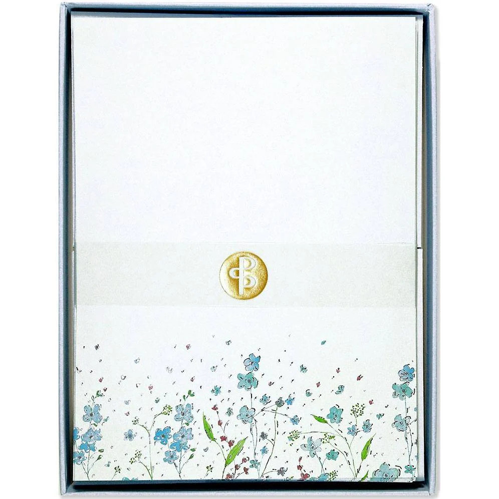 Blue Flowers Stationery Set