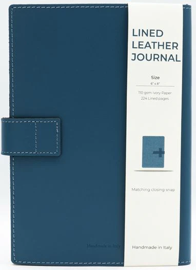 Blue Leather Journal with Leather Flap Closure and Lined Pages - Image 3