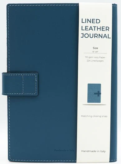 Blue Leather Journal with Leather Flap Closure and Lined Pages - Image 5