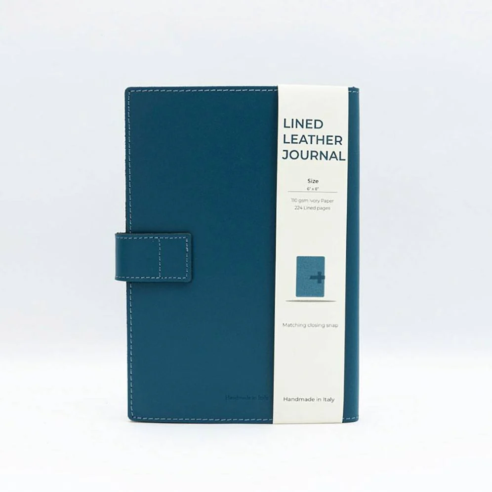 Blue Leather Journal with Leather Flap Closure and Lined Pages - Image 8