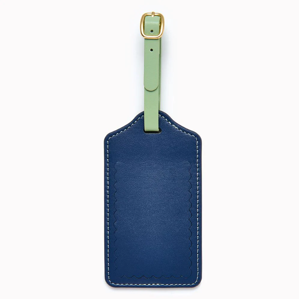 Blue Scalloped Luggage Tag