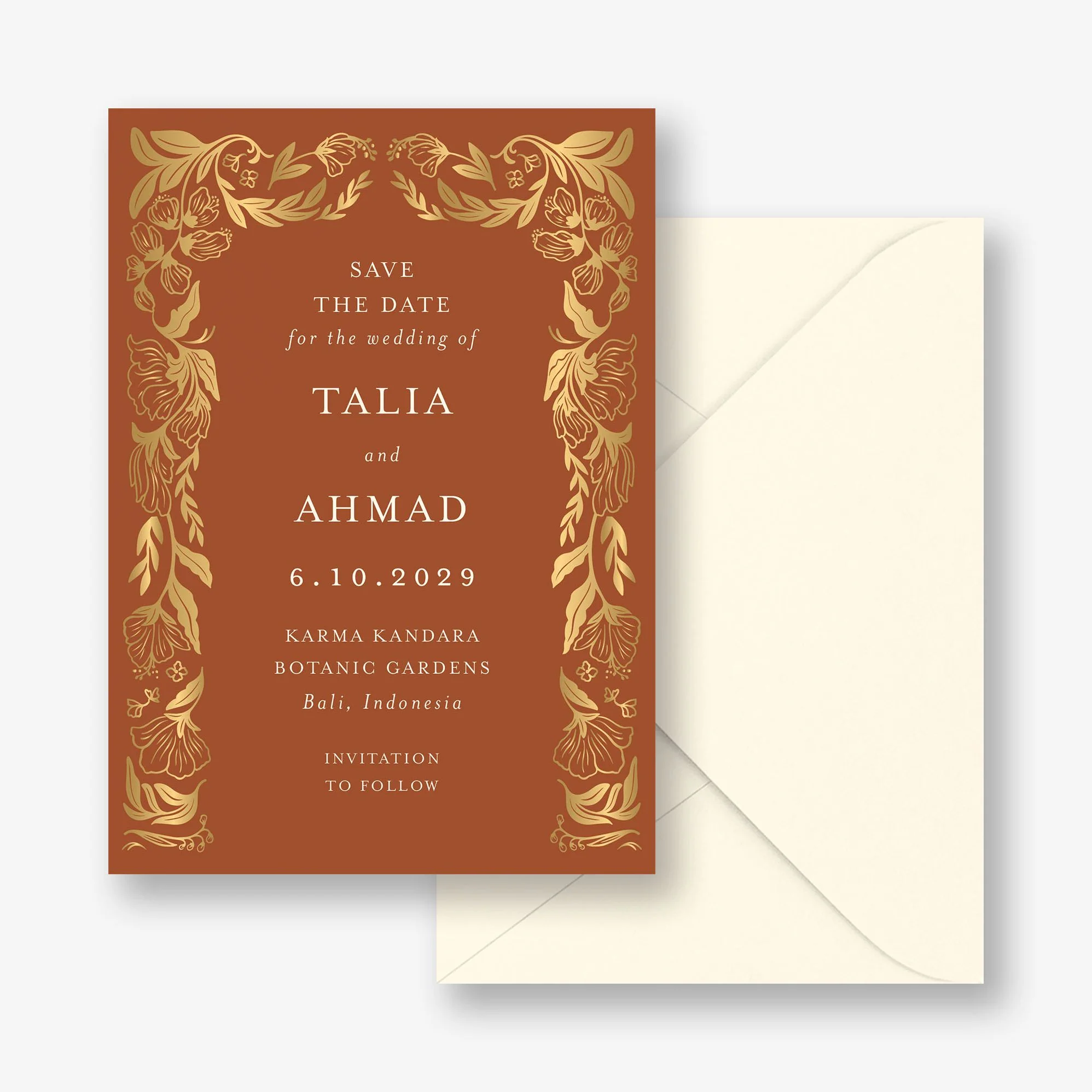 Bold Botanical Arch Foil Save the Date - Image 2
