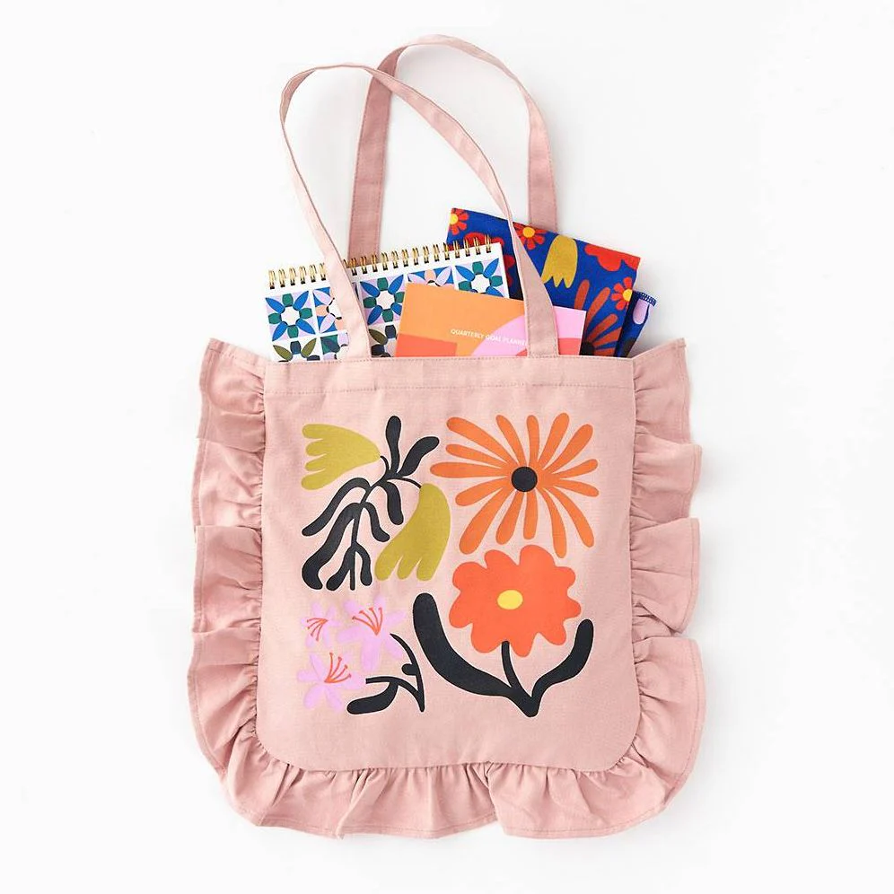 Bold Floral Ruffle Tote - Image 2