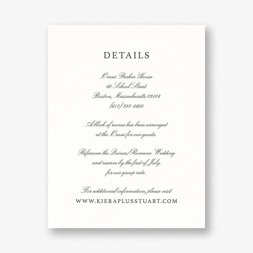 Botanical Wreath Monogram Information Card