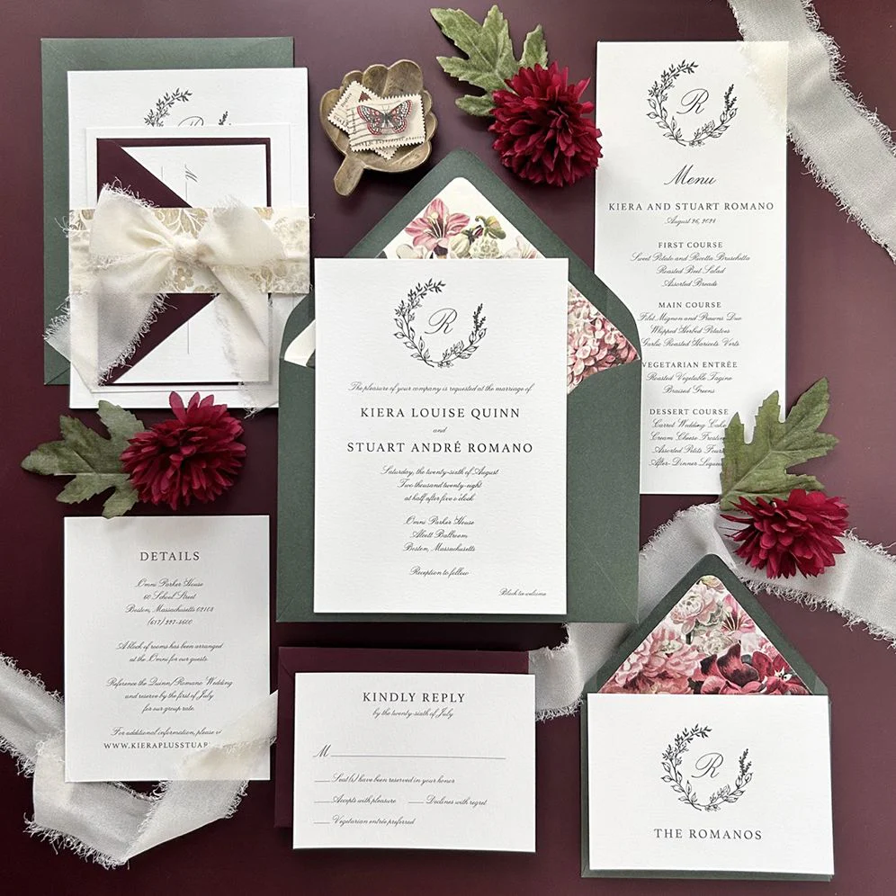 Botanical Wreath Monogram Wedding Invitation - Image 2