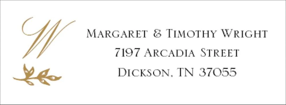 Bough Monogram Return Address Label