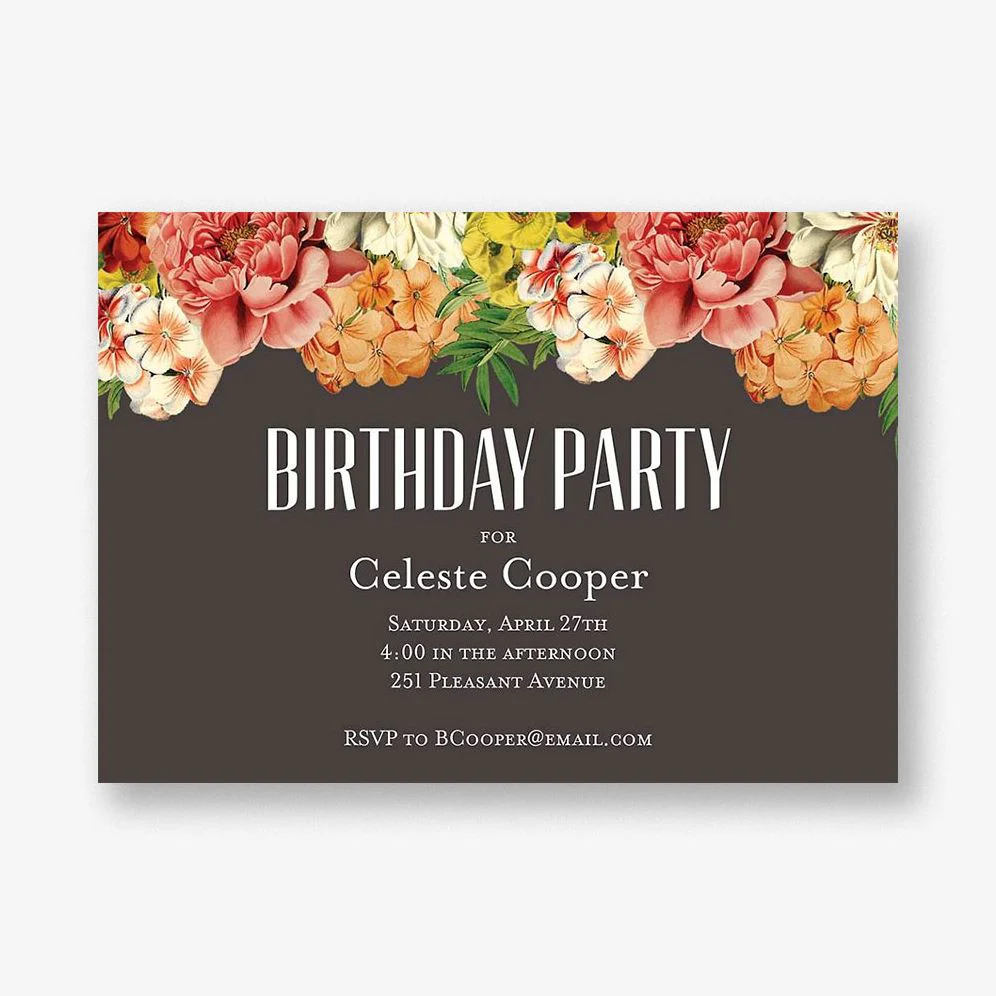 Bouquet Birthday Party Invitation