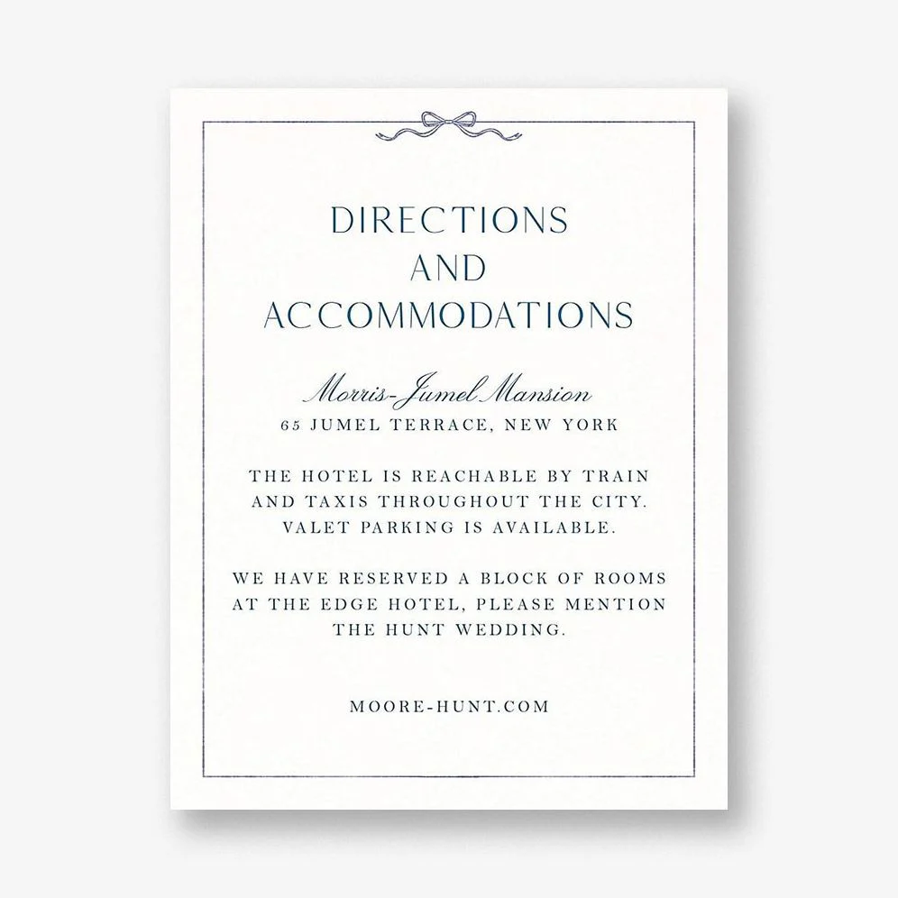 Bow Border Blue Information Card