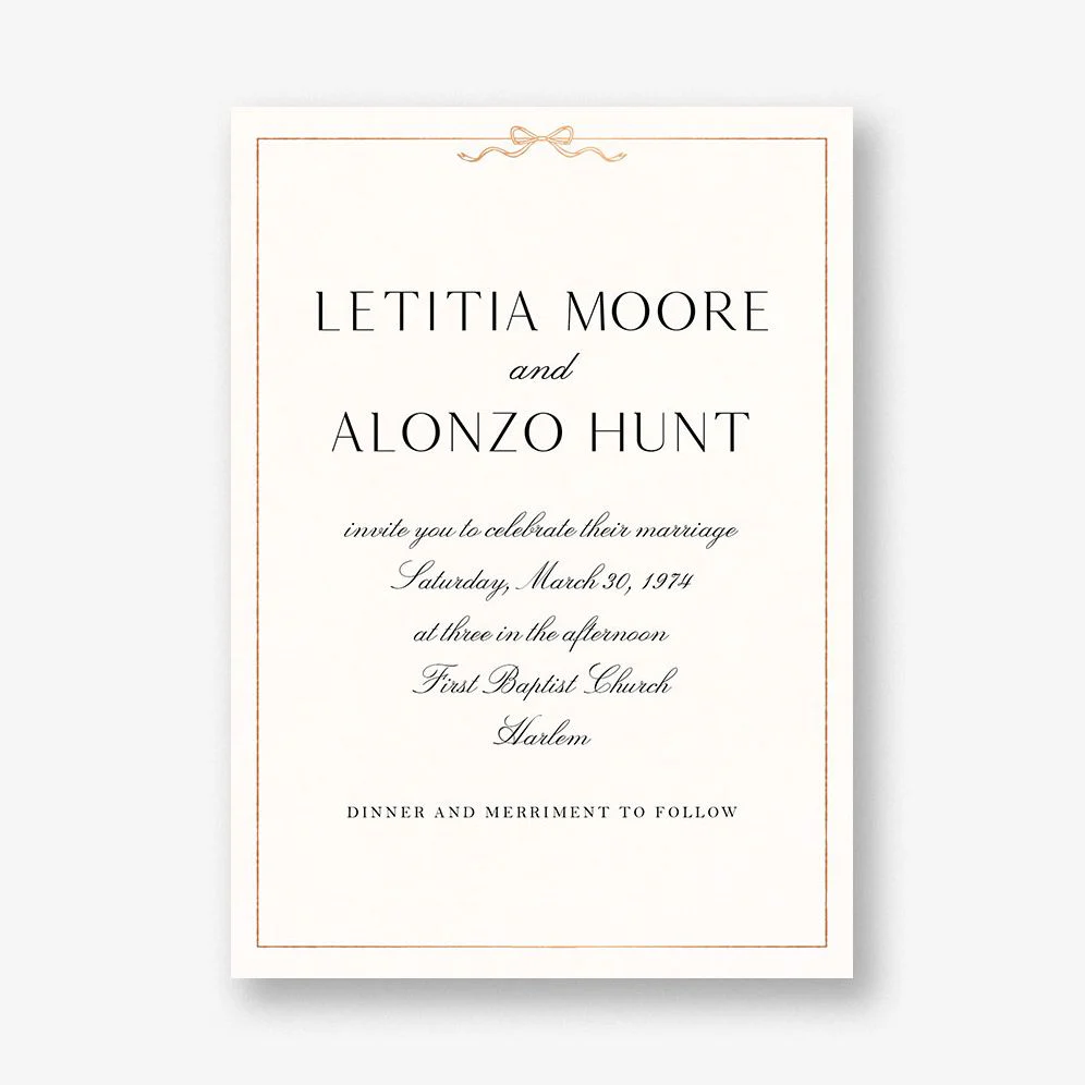 Bow Border Foil Wedding Invitation