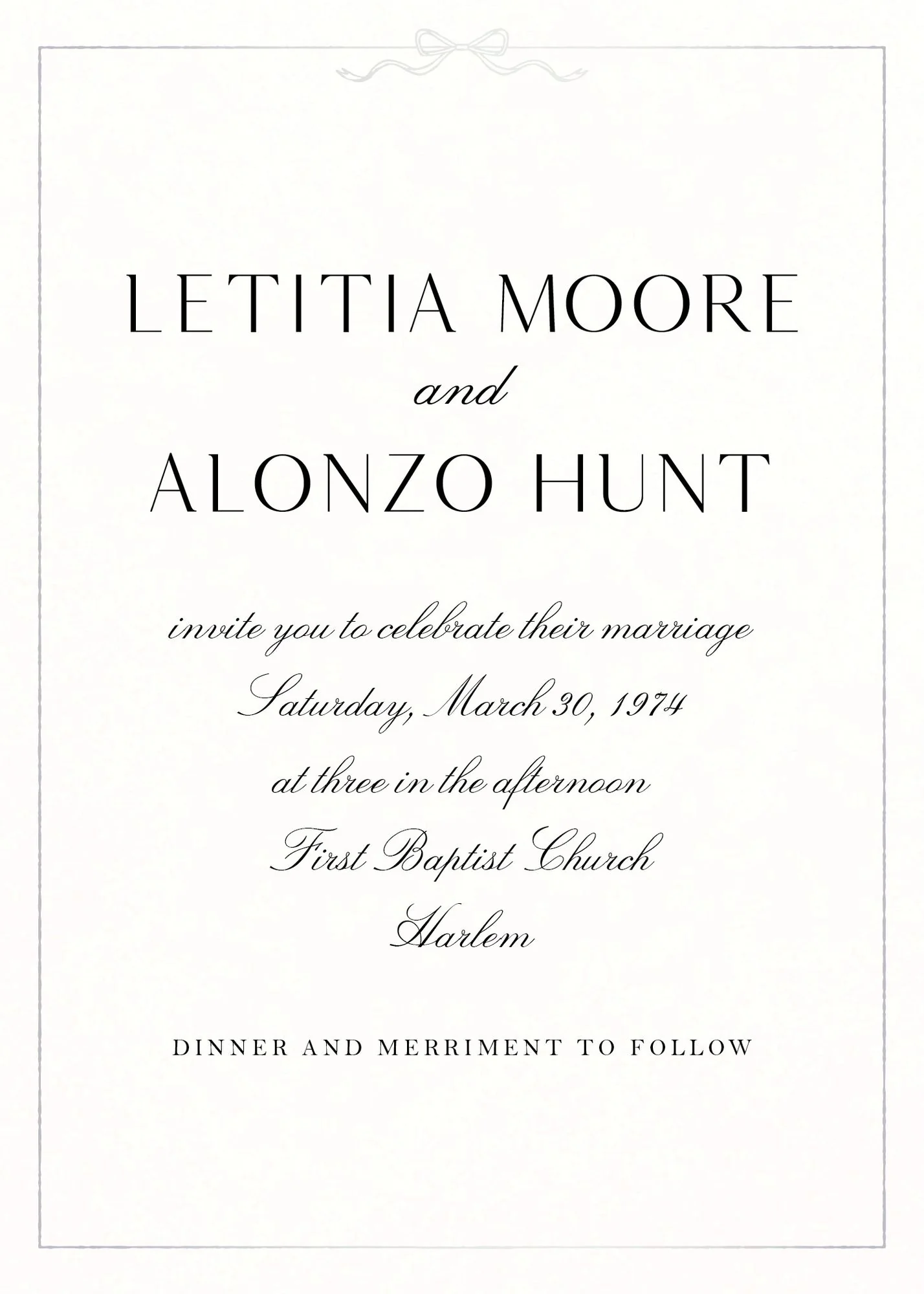 Bow Border Foil Wedding Invitation - Image 3