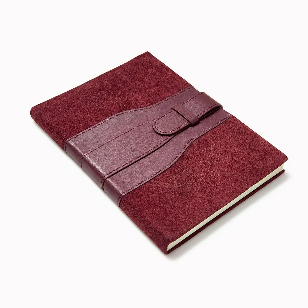Burgundy Belted Suede Leather Journal - Image 2