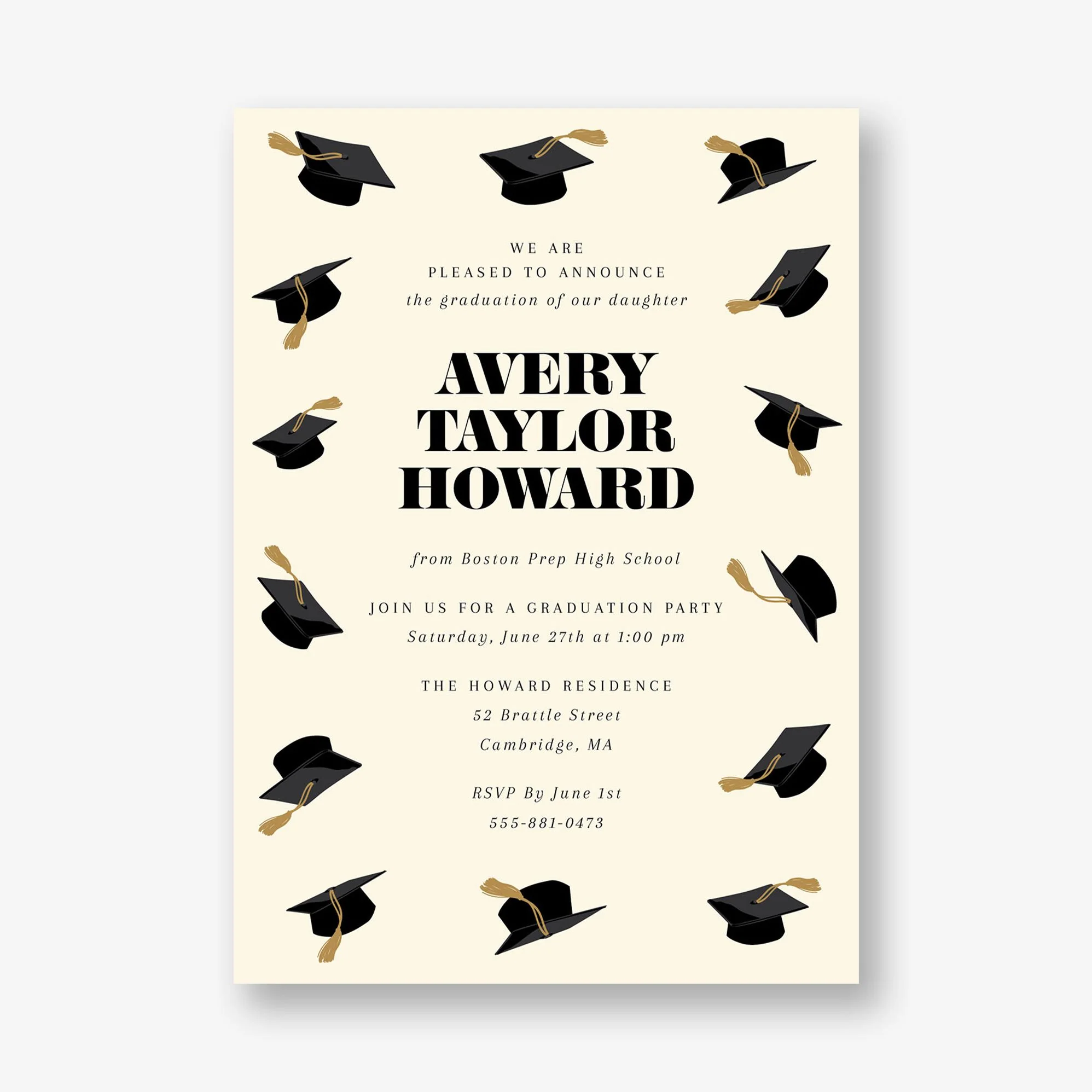 Cap Toss Graduation Invitation