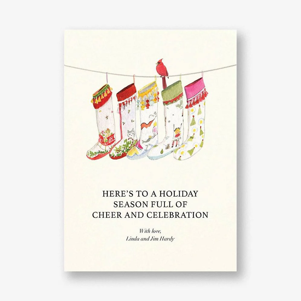 Cardinal Stockings Holiday Card