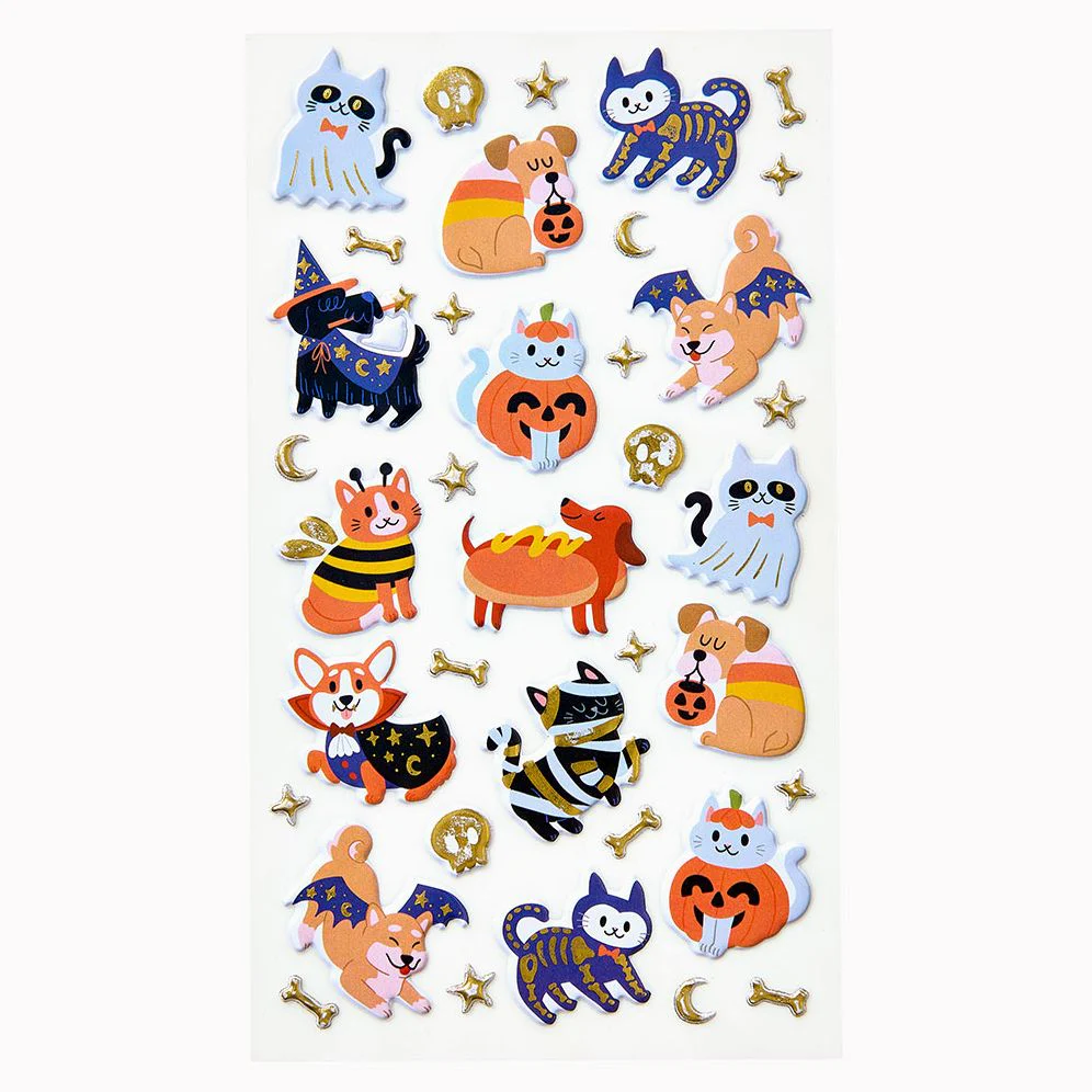Cat and Dog in Costumes Sticker Sheet - Image 2